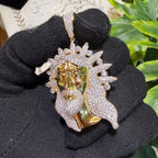 Iced Jesus Pendant Crown of Thorns CZ Diamond Hip Hop Chain Gold Plated Religious Bling Necklace Streetwear Jewelry Rope Chain