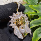 Iced Jesus Pendant Crown of Thorns CZ Diamond Hip Hop Chain Gold Plated Religious Bling Necklace Streetwear Jewelry Rope Chain