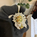 Iced Jesus Pendant Crown of Thorns CZ Diamond Hip Hop Chain Gold Plated Religious Bling Necklace Streetwear Jewelry Rope Chain