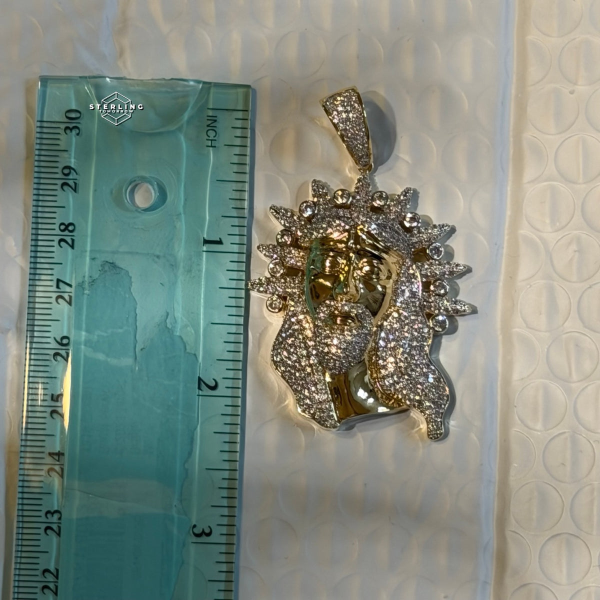 Iced Jesus Pendant Crown of Thorns CZ Diamond Hip Hop Chain Gold Plated Religious Bling Necklace Streetwear Jewelry Rope Chain
