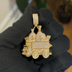 Money Truck Pendant Iced Out CZ Diamond Hip Hop Chain Gold Plated Cash Bags Bling Necklace Streetwear Jewelry Rope Chain