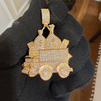 Money Truck Pendant Iced Out CZ Diamond Hip Hop Chain Gold Plated Cash Bags Bling Necklace Streetwear Jewelry Rope Chain