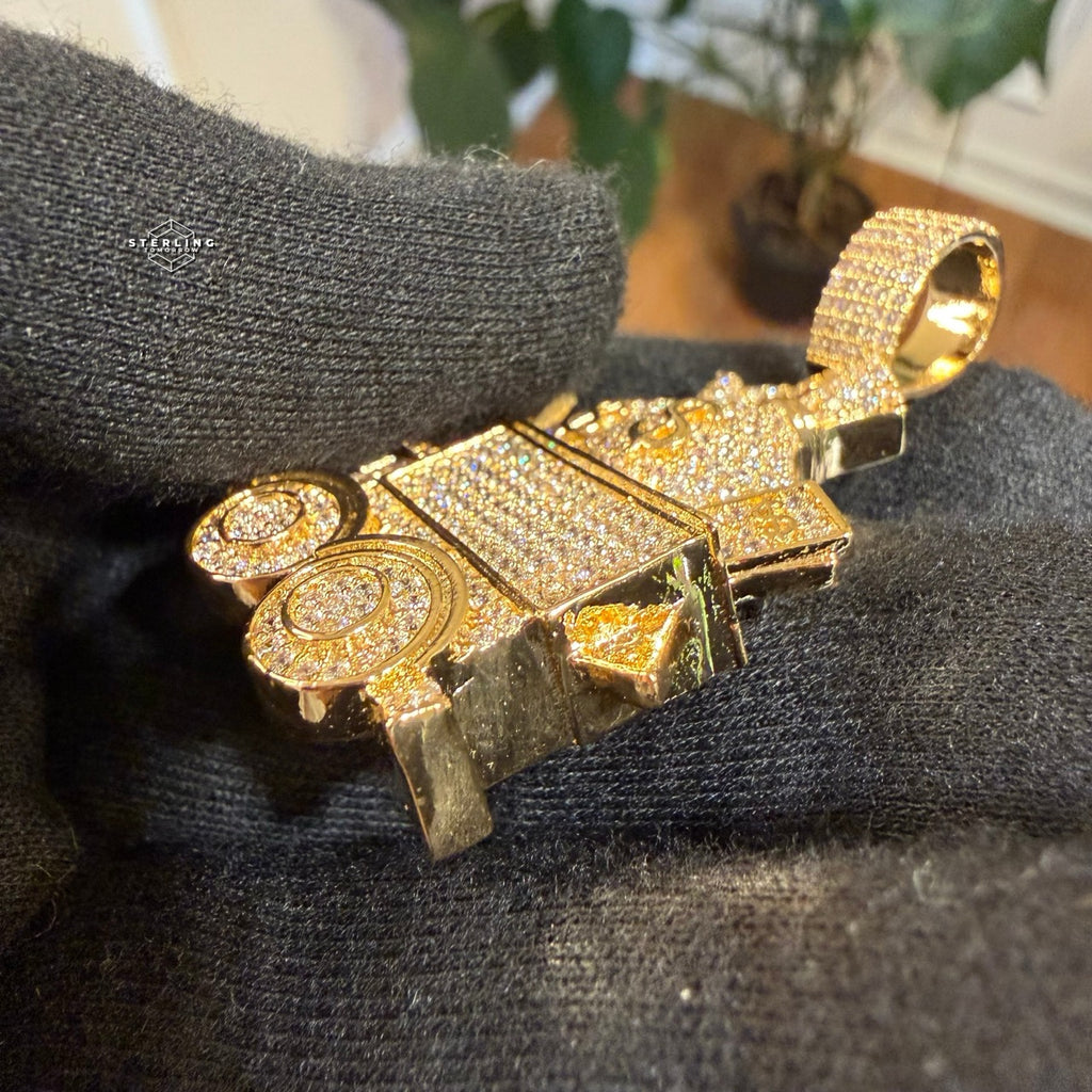 Money Truck Pendant Iced Out CZ Diamond Hip Hop Chain Gold Plated Cash Bags Bling Necklace Streetwear Jewelry Rope Chain