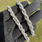 Moissanite Silver Iced Rope Chain - 7mm 22"