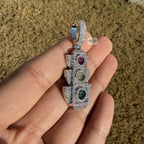 Traffic Light 14K White Gold Plated Iced Pendant