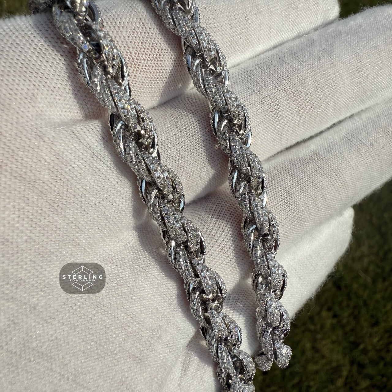 Moissanite Silver Rope Chain 7mm 22"
