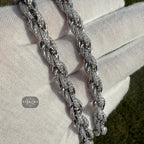 Moissanite Silver Iced Rope Chain - 7mm 22"