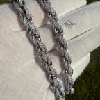 Moissanite Silver Iced Rope Chain - 7mm 22"