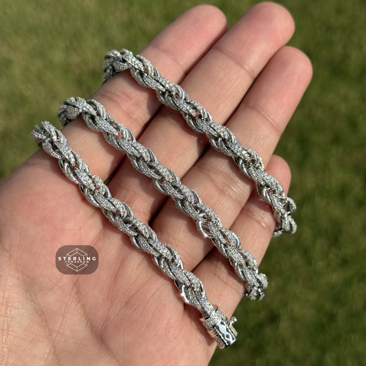 Moissanite Silver Rope Chain 7mm 22"