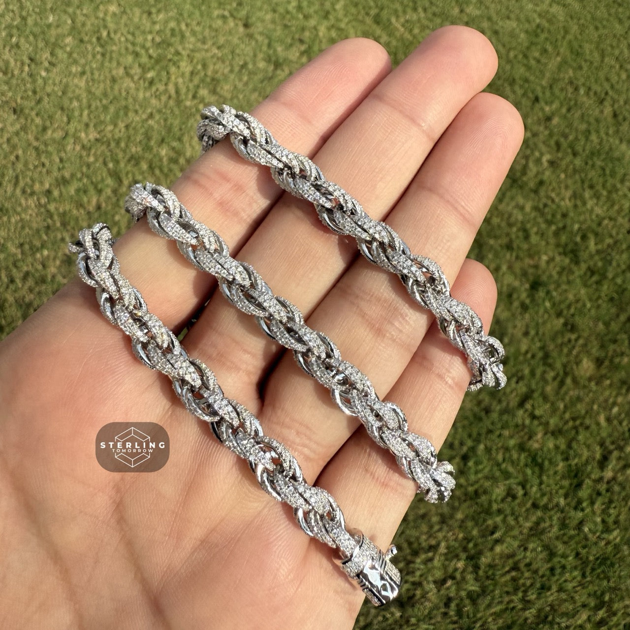 Moissanite Silver Rope Chain 7mm 22"