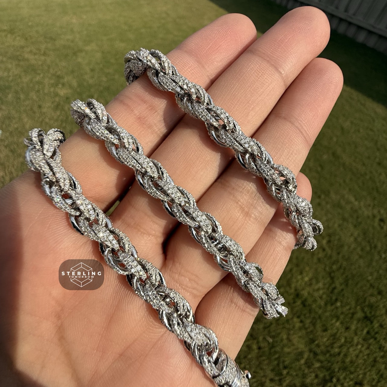 Moissanite Silver Rope Chain 7mm 22"