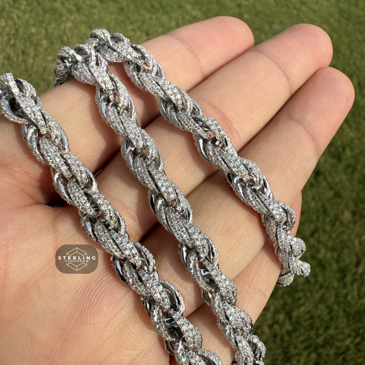 Moissanite Silver Rope Chain 7mm 22"