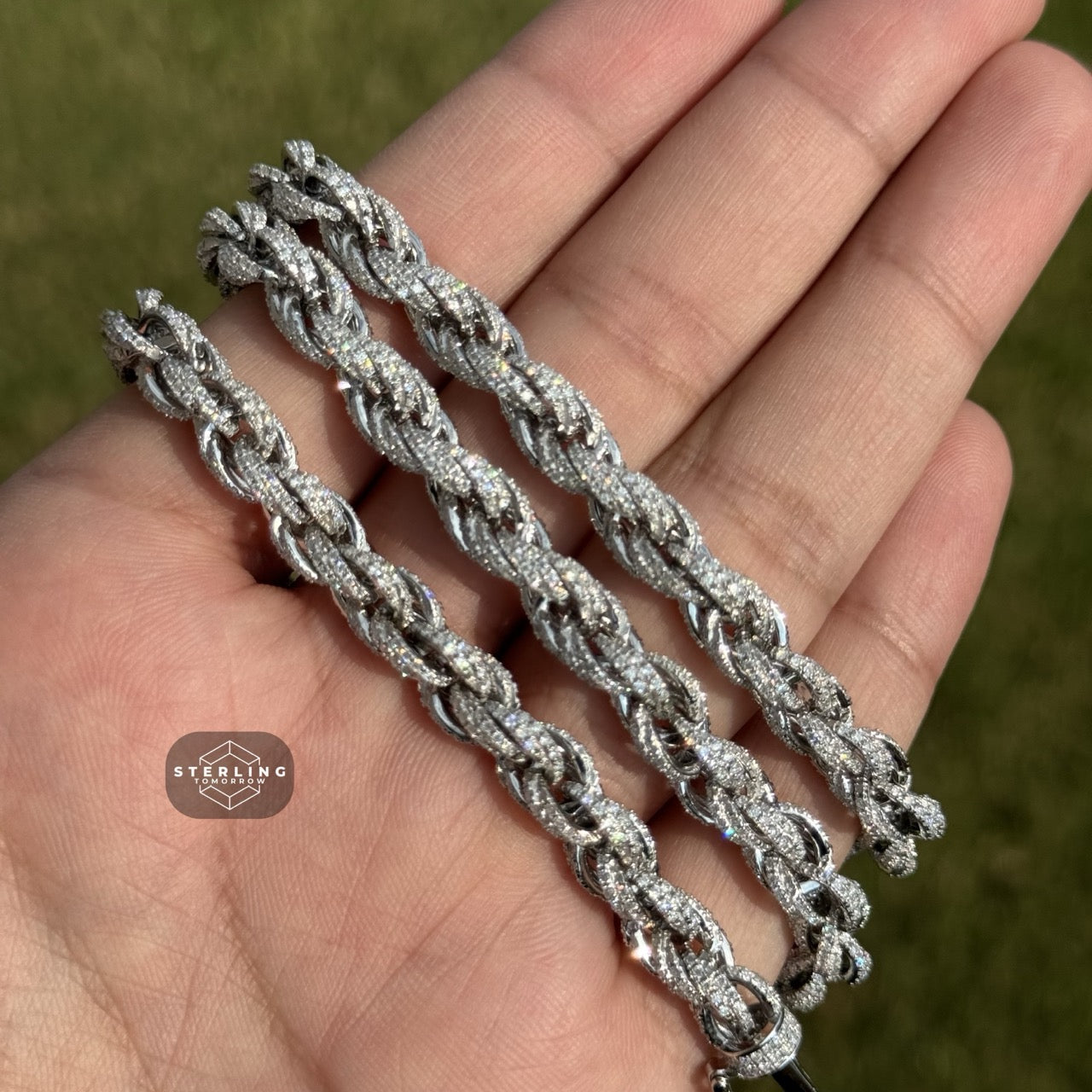 Moissanite Silver Rope Chain 7mm 22"