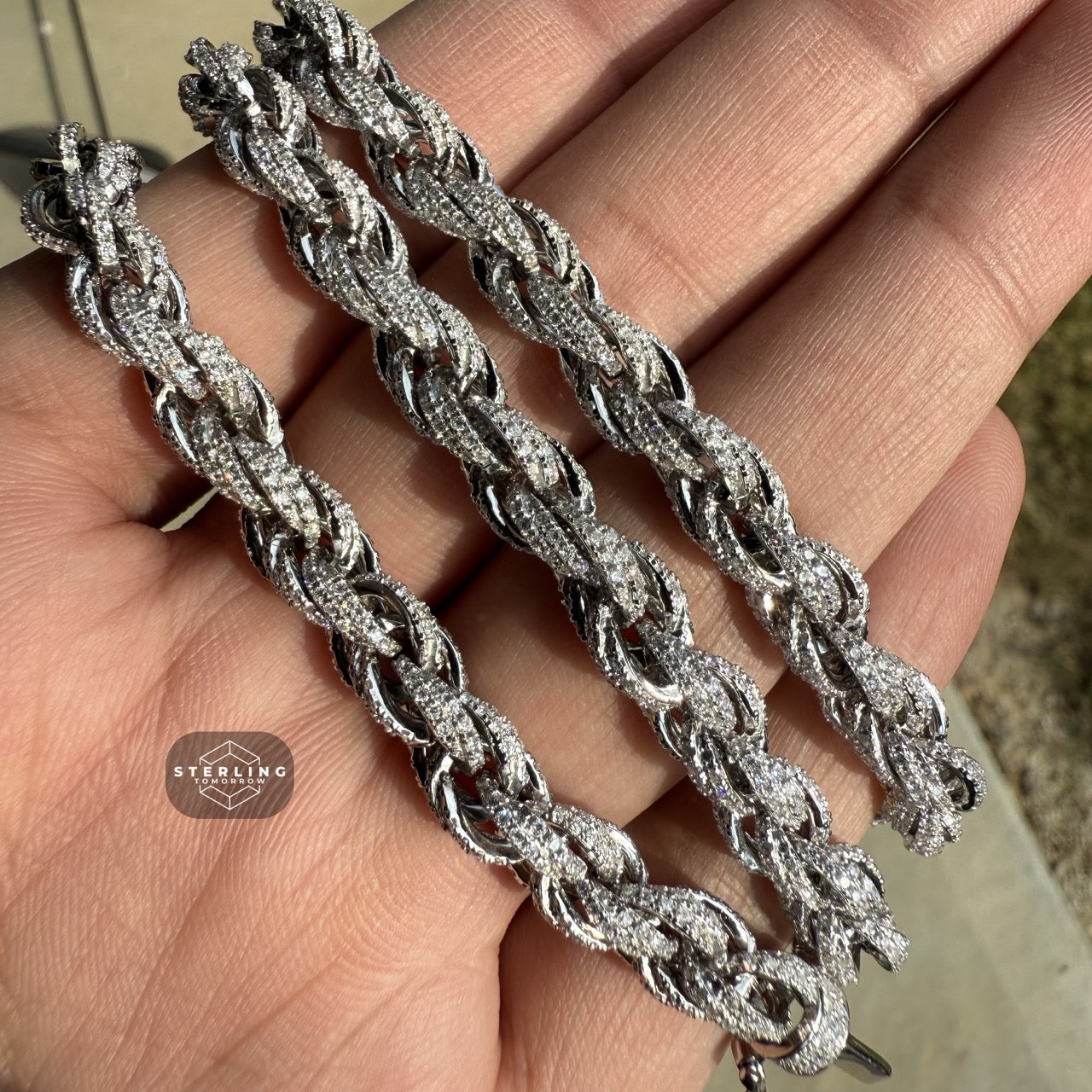 Moissanite Silver Rope Chain 7mm 22"