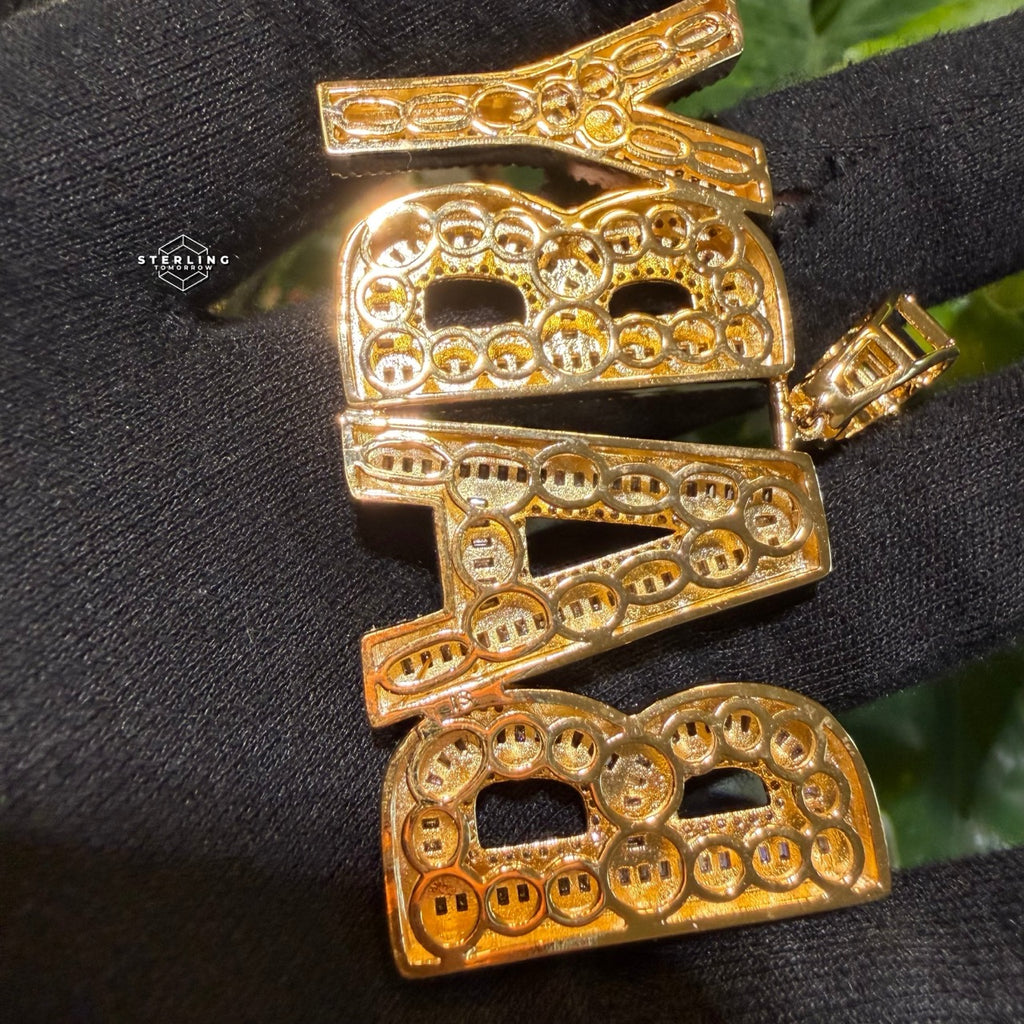 Baby Letter Pendant Iced Out CZ Diamond Hip Hop Chain Gold Plated Name Necklace Bling Statement Jewelry Rope Chain