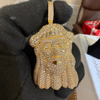 Gold Iced Out Jesus Face Pendant 14k Gold Plated + AntiTarnish Rope Chain