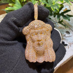 Gold Iced Out Jesus Face Pendant 14k Gold Plated + AntiTarnish Rope Chain