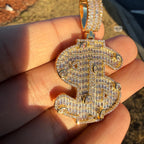 14K Gold Plated Money Sign Iced Pendant