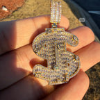 14K Gold Plated Money Sign Iced Pendant