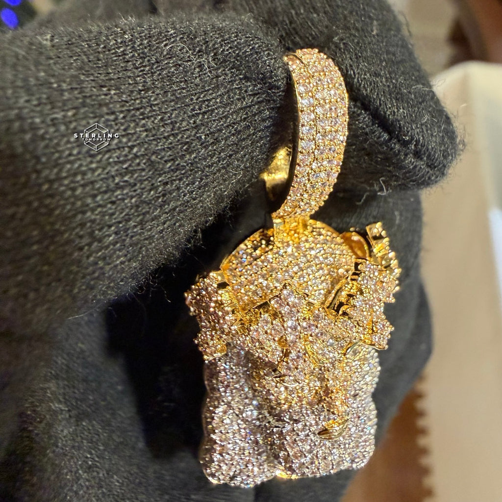Gold Iced Out Jesus Thorns Pendant 14k Gold Plated + AntiTarnish Rope Chain