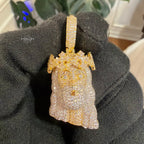 Gold Iced Out Jesus Thorns Pendant 14k Gold Plated + AntiTarnish Rope Chain