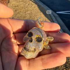 Skull Pirate 14K Gold Plated Iced Pendant