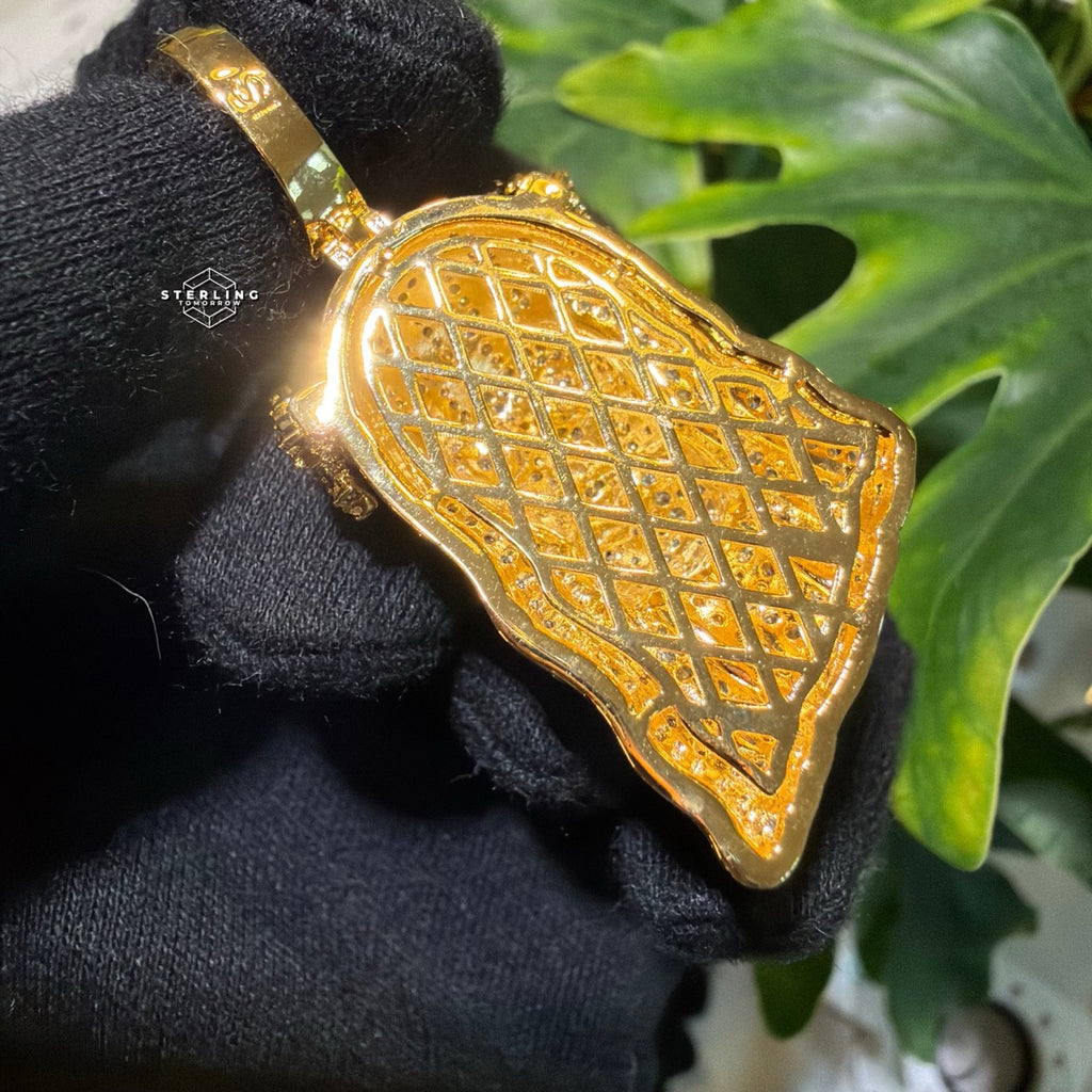 Gold Iced Out Jesus Thorns Pendant 14k Gold Plated + AntiTarnish Rope Chain
