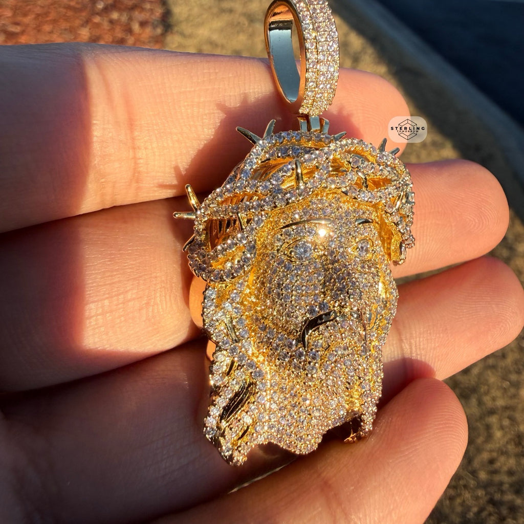 14K Gold Plated Iced Jesus Pendant