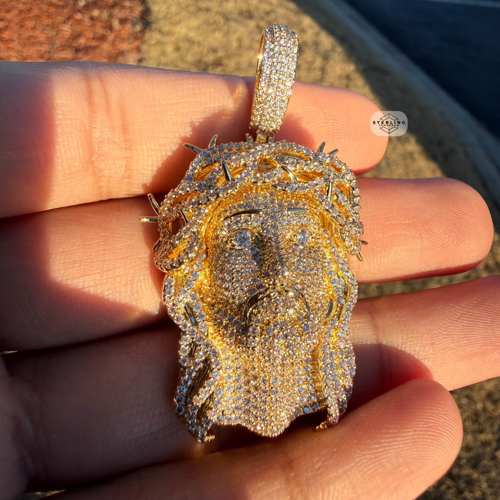 14K Gold Plated Iced Jesus Pendant