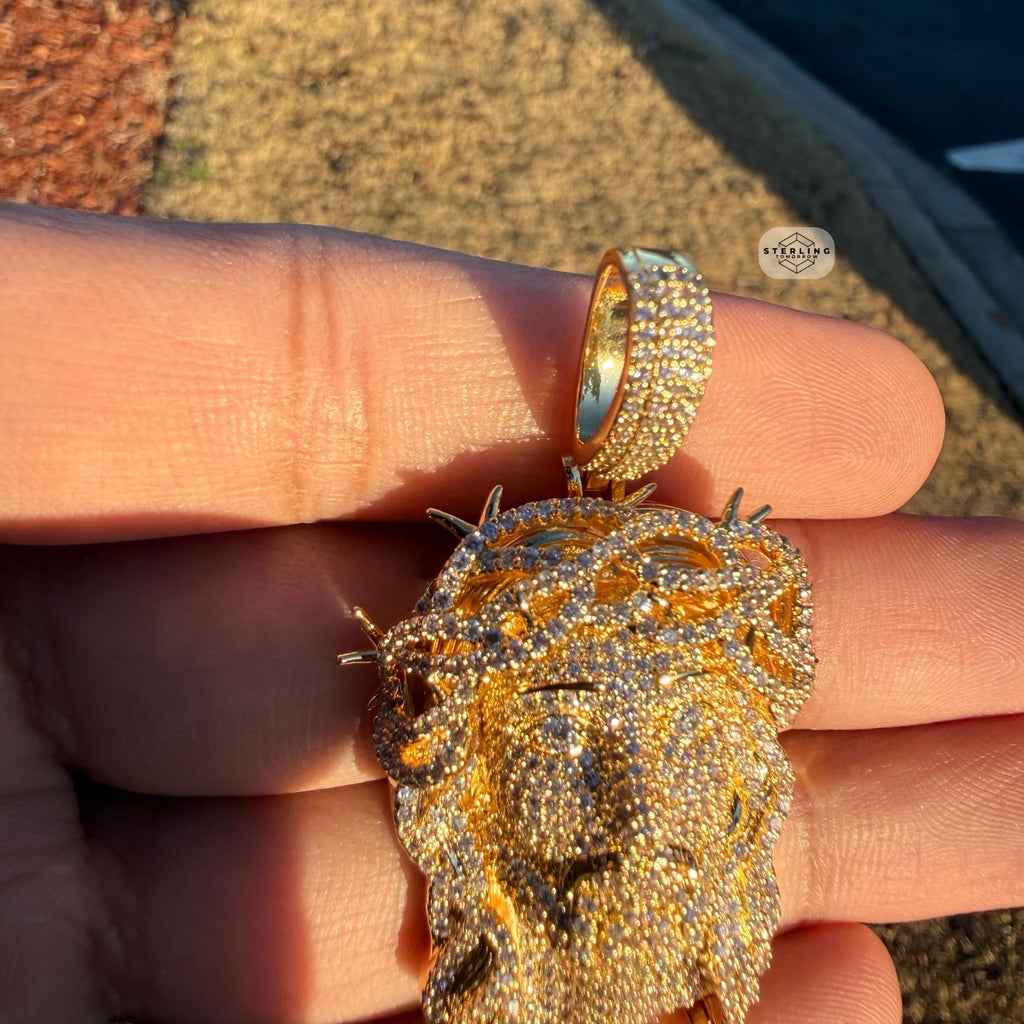 14K Gold Plated Iced Jesus Pendant