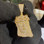 Moissanite Small Jesus Head Gold Tone