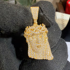 Moissanite Small Jesus Head Gold Tone