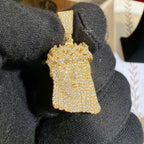 Moissanite Small Jesus Head Gold Tone