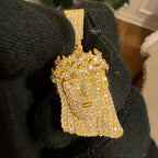 Moissanite Small Jesus Head Gold Tone