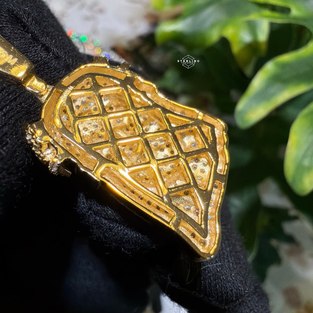 Moissanite Small Jesus Head Gold Tone