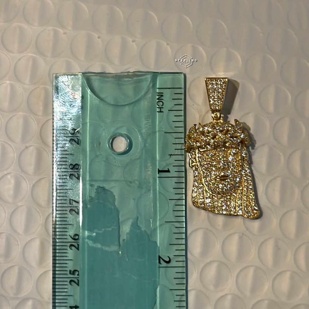 Moissanite Small Jesus Head Gold Tone