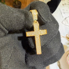 Moissanite Iced Cross Pendant 14k Gold Over 925 Silver