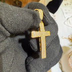 Moissanite Iced Cross Pendant 14k Gold Over 925 Silver