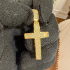 Moissanite Iced Cross Pendant 14k Gold Over 925 Silver