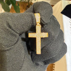 Moissanite Iced Cross Pendant 14k Gold Over 925 Silver