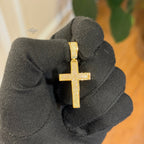 Moissanite Iced Cross Pendant 14k Gold Over 925 Silver