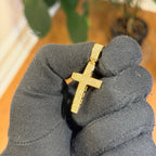 Moissanite Iced Cross Pendant 14k Gold Over 925 Silver