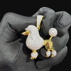 14K Gold Iced Out Poodle Pendant | CZ Diamond Dog Necklace | Luxury Hip Hop Pet Charm