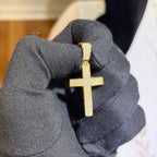 Moissanite Iced Cross Pendant 14k Gold Over 925 Silver