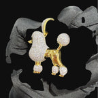 14K Gold Iced Out Poodle Pendant | CZ Diamond Dog Necklace | Luxury Hip Hop Pet Charm