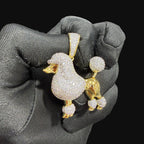 14K Gold Iced Out Poodle Pendant | CZ Diamond Dog Necklace | Luxury Hip Hop Pet Charm