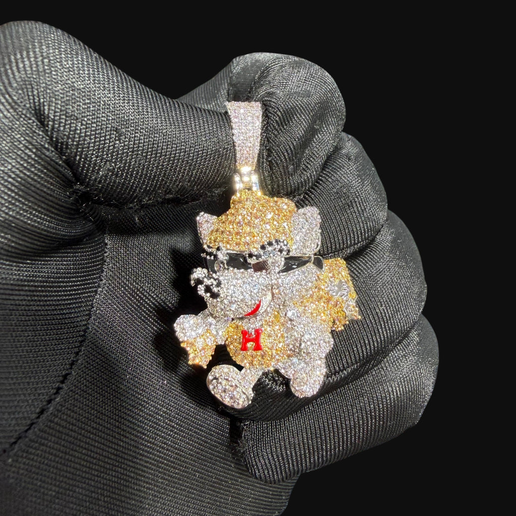 14K Gold Iced Out Designer Dog Pendant | CZ Diamond Hip Hop Puppy Necklace | Luxury Bling Charm