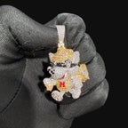 14K Gold Iced Out Designer Dog Pendant | CZ Diamond Hip Hop Puppy Necklace | Luxury Bling Charm