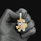 14K Gold Iced Out Designer Dog Pendant | CZ Diamond Hip Hop Puppy Necklace | Luxury Bling Charm