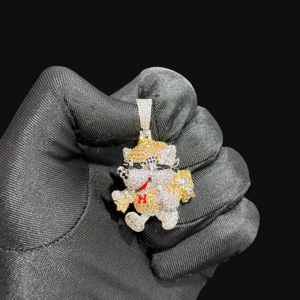 14K Gold Iced Out Designer Dog Pendant | CZ Diamond Hip Hop Puppy Necklace | Luxury Bling Charm